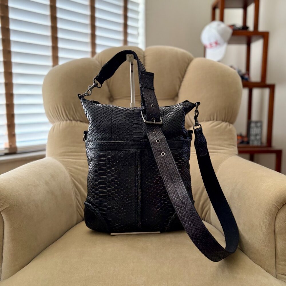 VTG Auth BYRON NEW YORK Genuine Python Slouchy Crossbody Bag